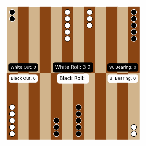 A gif of a game of backgammon played by the MCTS algorithm